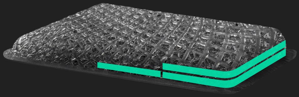 Illustrazione di un’imbottitura della tecnologia AERORISE